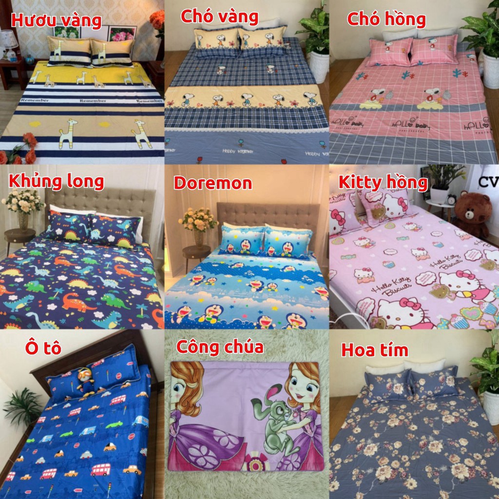 (Hàng Loại 1)Bộ Ga Gối Cotton ELLISHA Hàng Việt Nam Sản Xuất , Vải Cotton 100% Dày Dặn , Mềm Mịn Chất Lượng Cao - Bán Lẻ