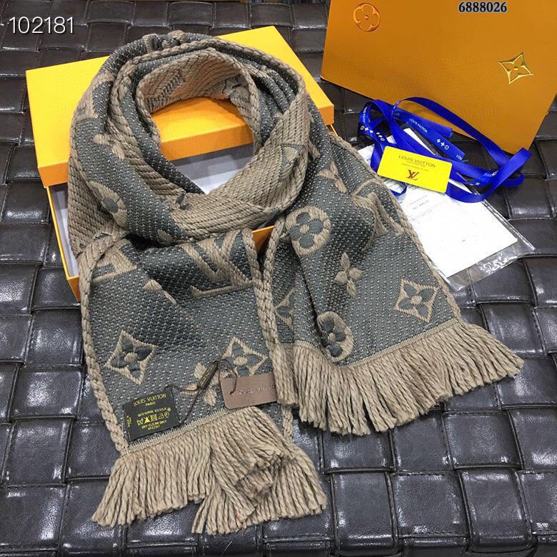 Khăn Choàng Len Lv Hai Màu Nâu