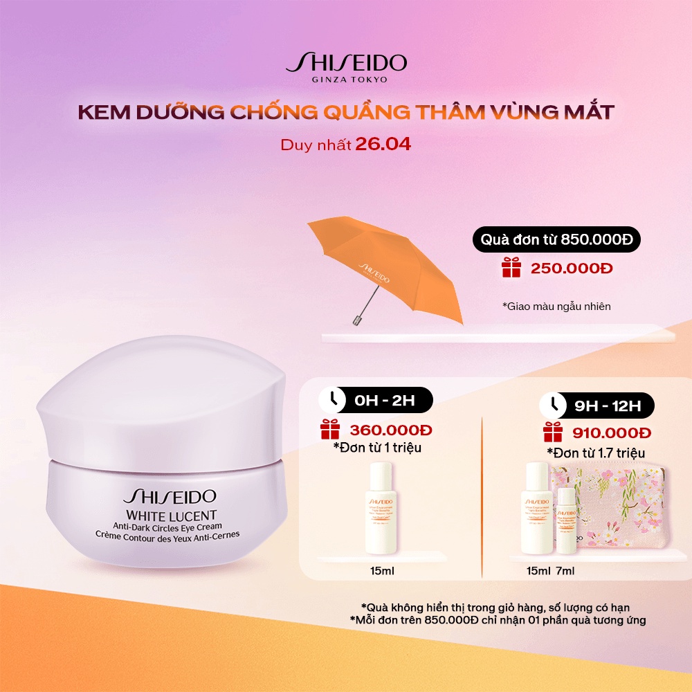 [Mã COSSD5 giảm 10% đơn 600K] Kem dưỡng mắt Shiseido White Lucent Anti-Dark Circles Eye Cream 15ml