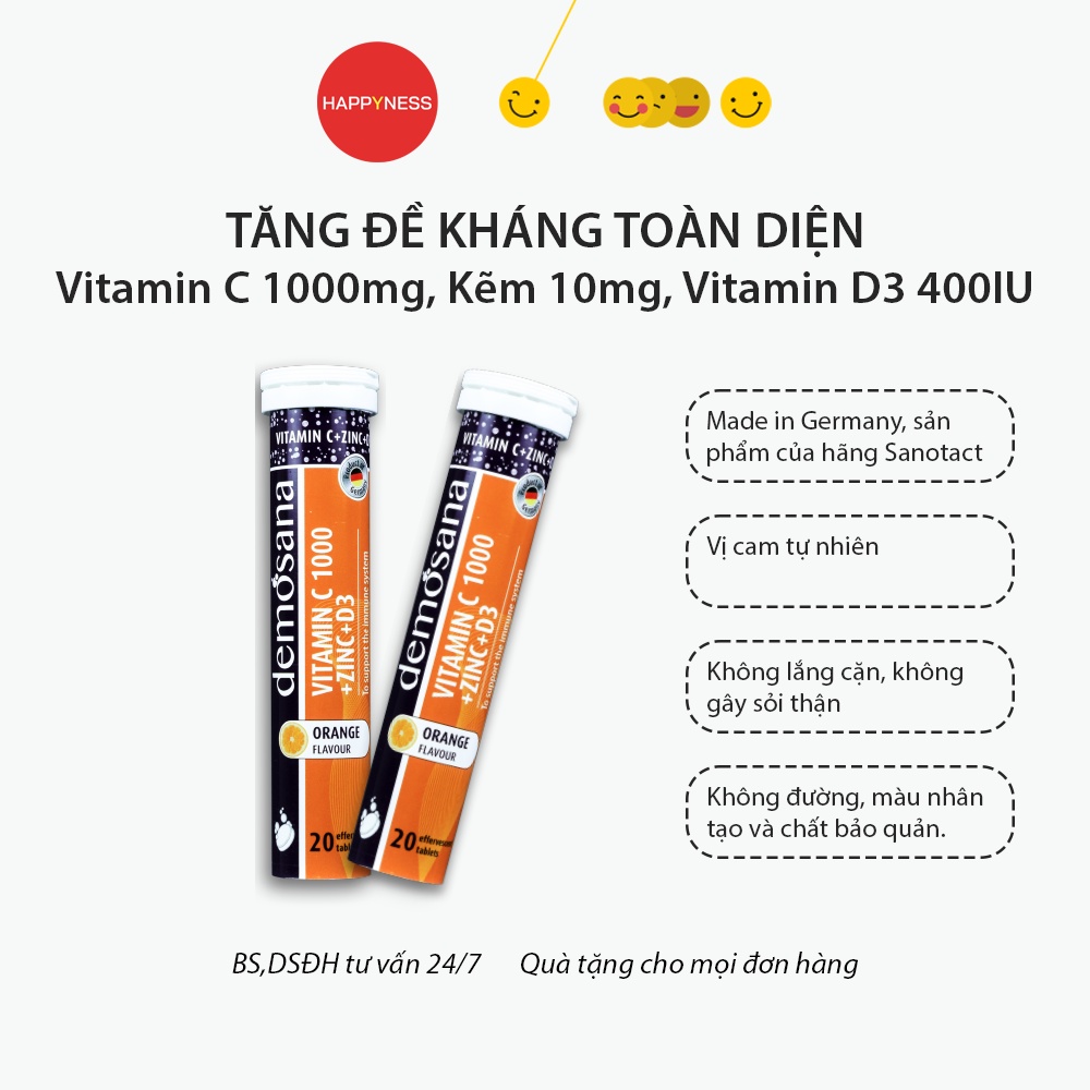 Sủi tăng cường đề kháng Demosana Made In Germany - Sủi Vitamin C, Sủi Multivitamin, Sủi Vitamin C 1000mg - Vị tuyệt ngon
