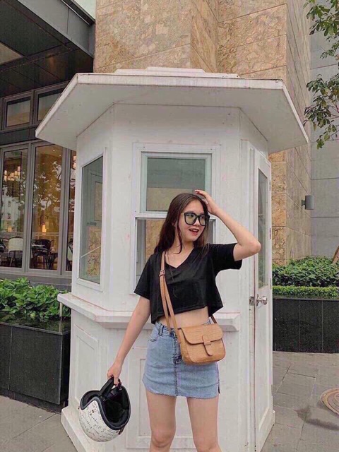 Áo croptop cổ tim trơn siêu xinh - CÓ VIDEO ẢNH THẬT