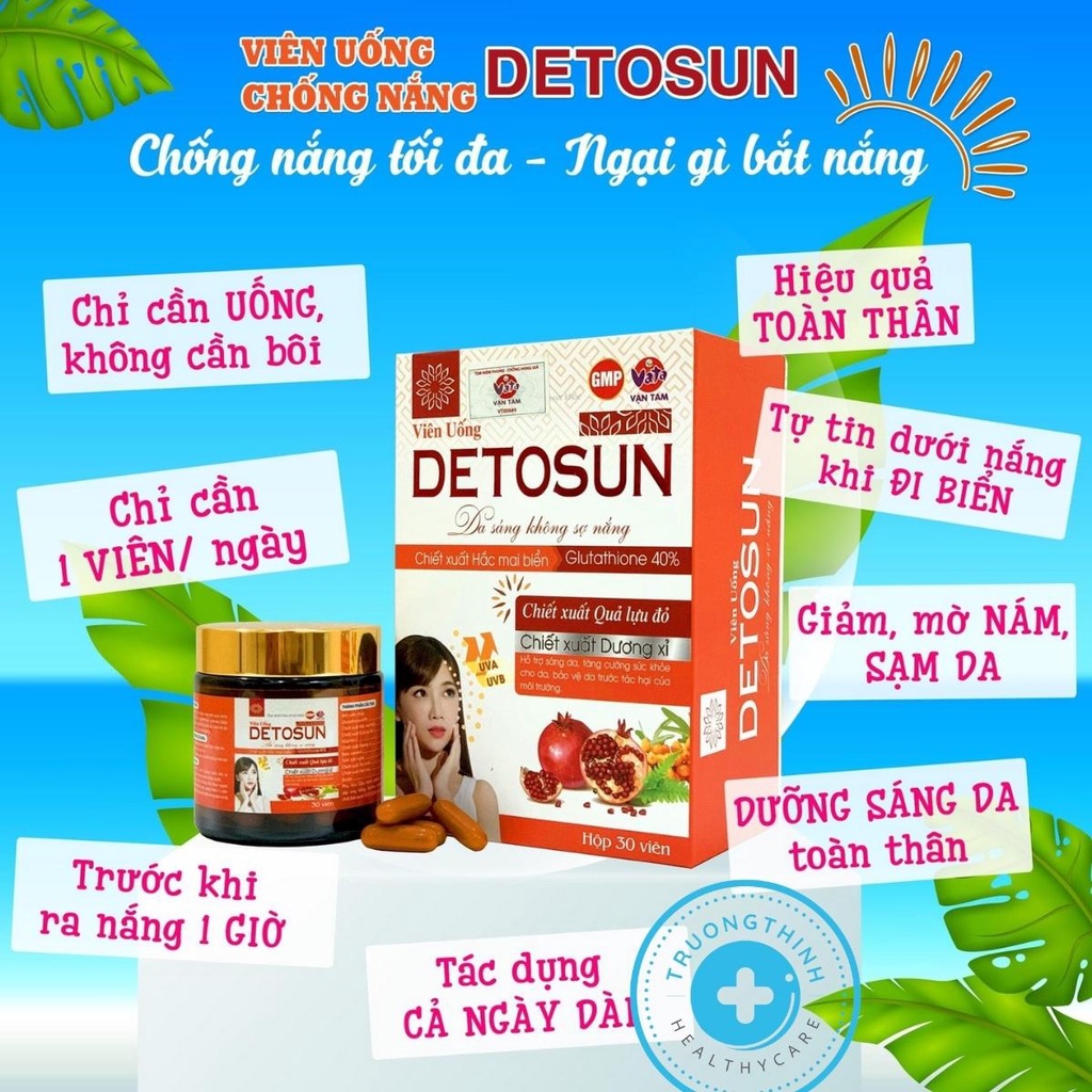 Viên uống hỗ trợ chống nắng, tia UV DETOSUN