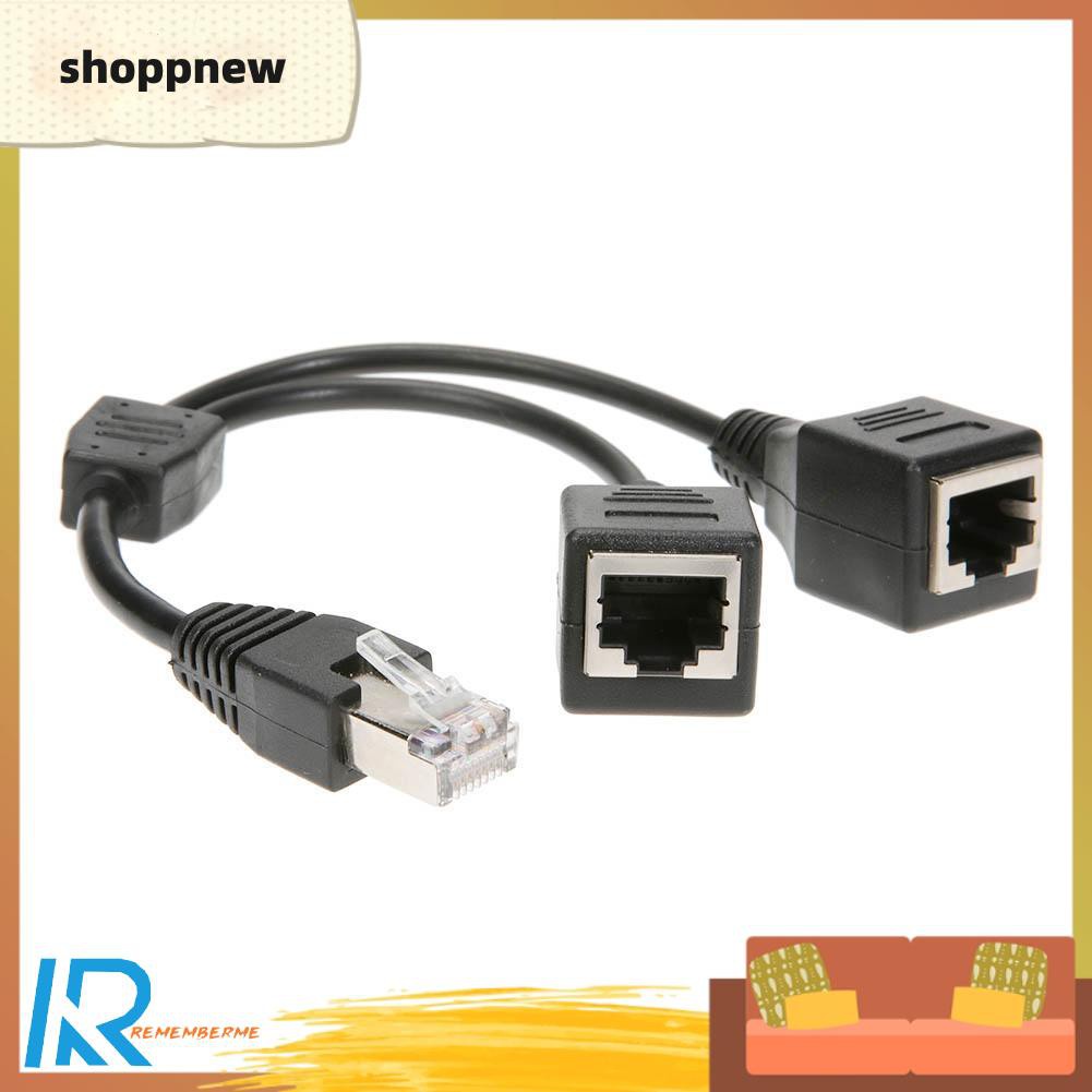 Dây Cáp Chia Cổng Mạng Rj45 Male Sang 2 Female Đen