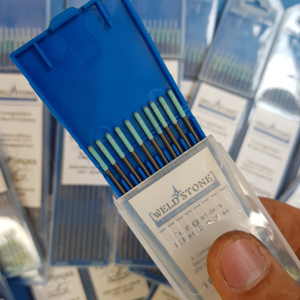 1 cây Kim hàn tig nhôm 1.6*150 đầu xanh Que hàn tig