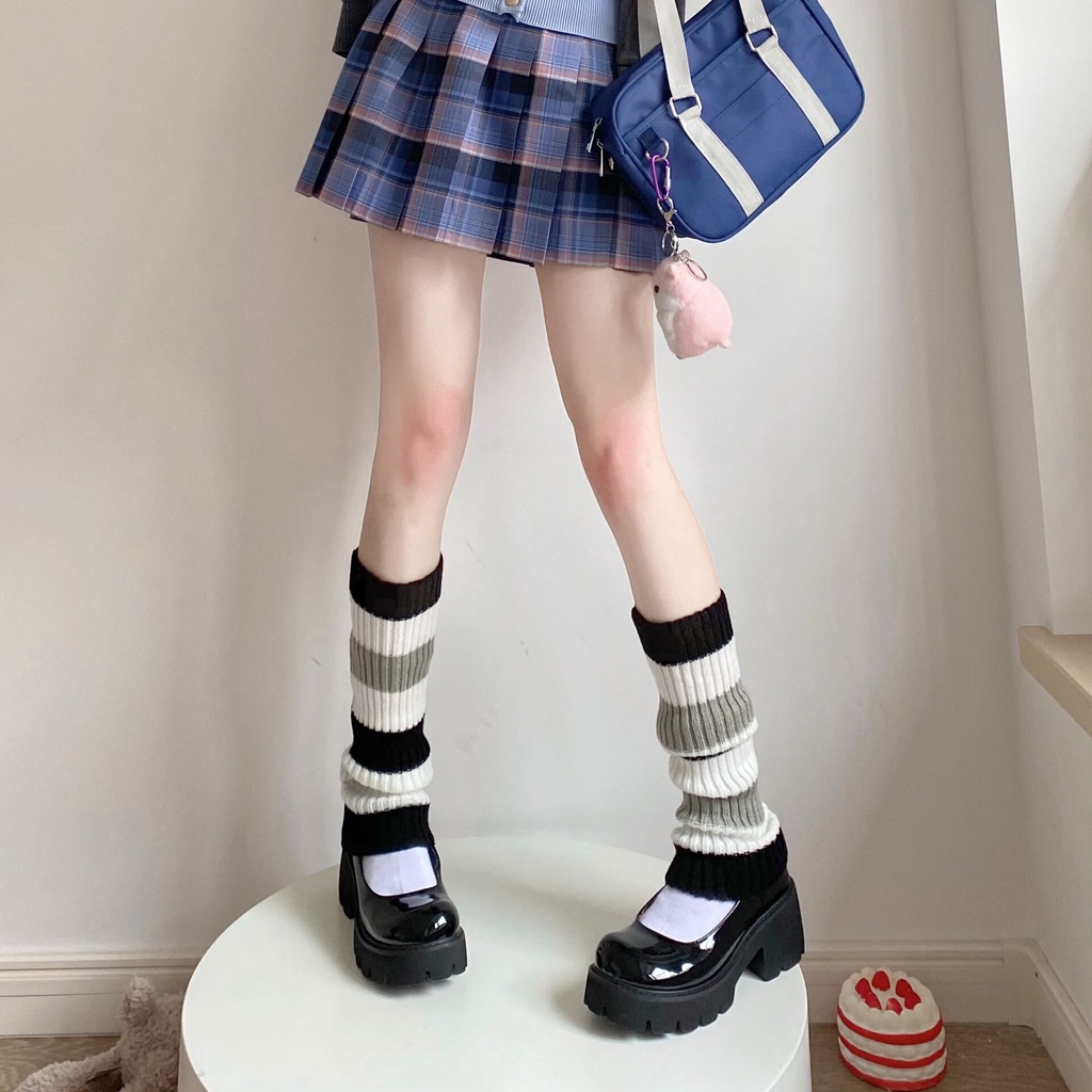 Lolita Kawaii Leg Warmers Japanese Harajuku Knitted Button Knee Socks Boot Cover Leg Warmers Women Calentadores De La Pierna