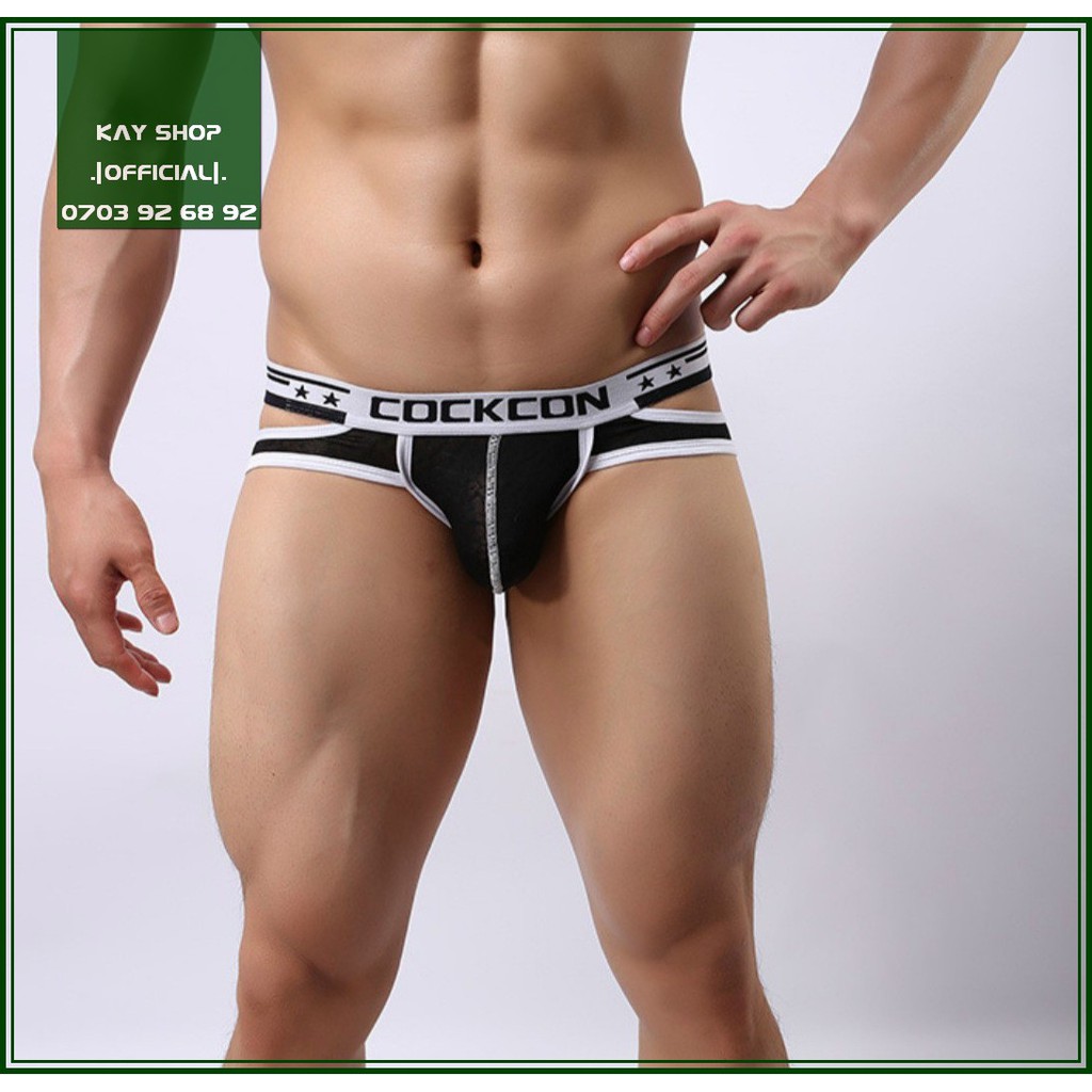 [ĐỘC LẠ] Quần lót nam sexy cutout độc lạ thun vân họa tiết nổi bắt mắt - Quần sịp nam COCKCON brief viền trắng