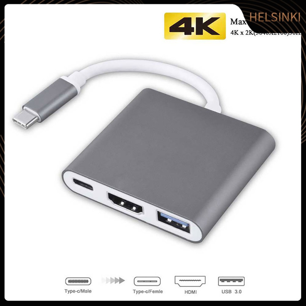 Bộ Chuyển Đổi Hub Usb 3.0 Type C Sang Cổng Cắm 4k Hdmi Cho Macbook Pro / Air