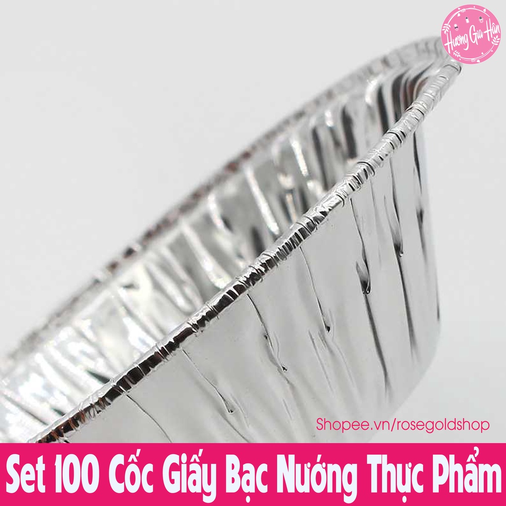 Set 100 Cái Cốc Giấy Bạc 7x4x2cm Nướng Thực Phẩm, Làm Bánh