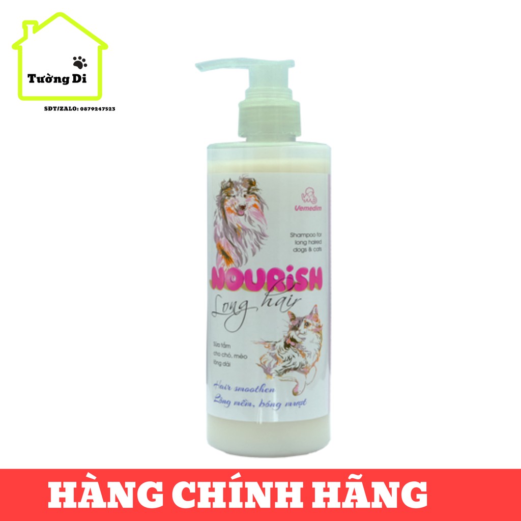 SỮA TẮM THÚ CƯNG CAO CẤP- CHÍNH HÃNG Shampo NOURISH long hair - Sữa tắm cho chó, mèo lông dài - 300ml