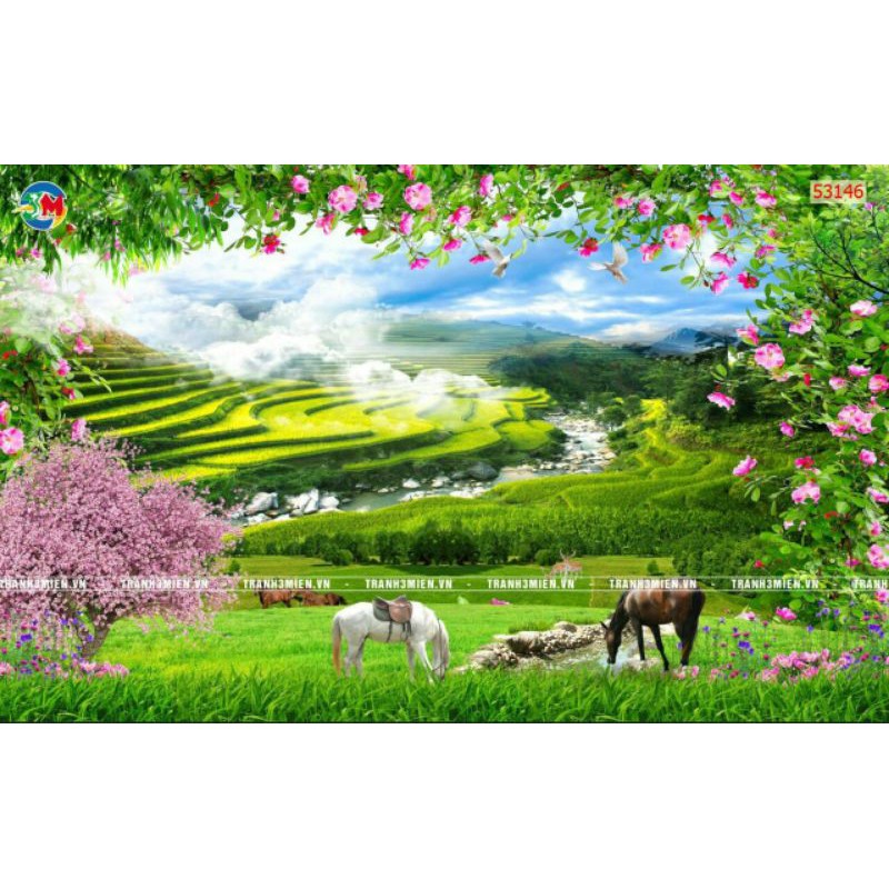 tranh phong cảnh dán tường 3D