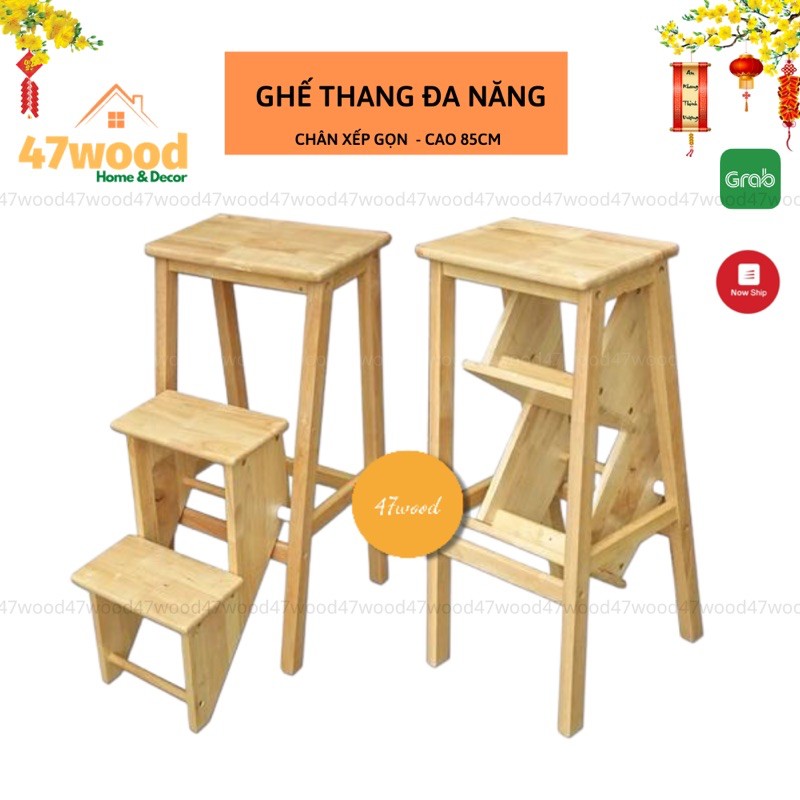 Ghế thắp nhang 3 bậc, gỗ cao su cực chắc chắn và cứng cáp - ghế thang 3 bậc xếp gọn