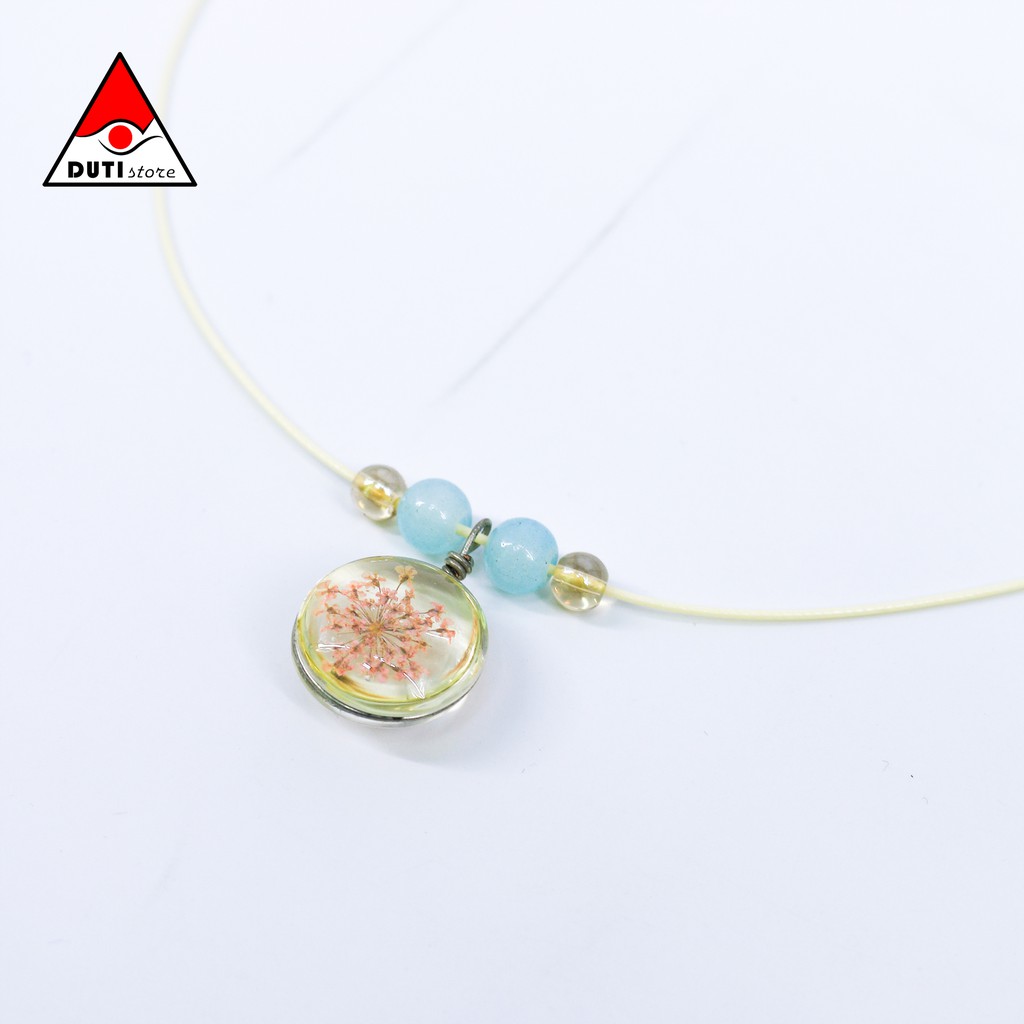 Dây chuyền Mặt Thủy tinh ép Hoa Khô đi biển mùa hè SummerTime DHK001 DutiOS
