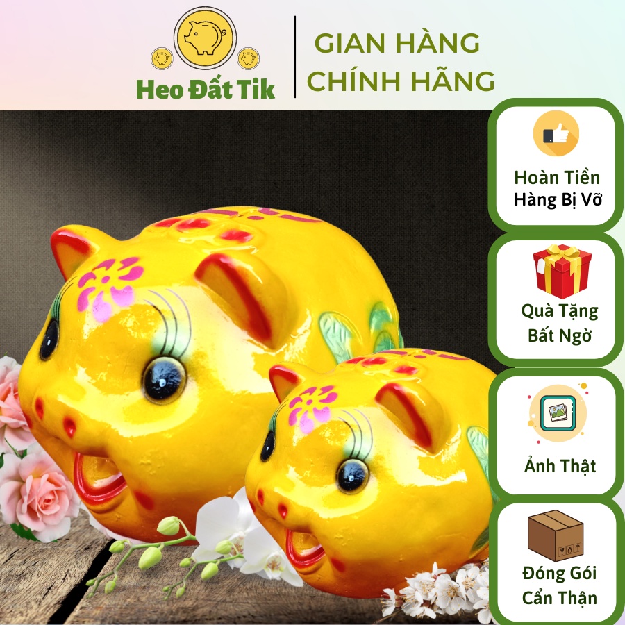 Lợn Đất Tiết Kiệm Thạch Cao Màu Vàng Bóng Tài Lộc_Heo Đất Tiết Kiệm_Xưởng Heo Đất Tik Sỉ Lẻ Giá Rẻ.