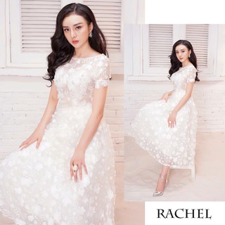 Đầm maxi đi tiệc cao cấp - Đầm ren trắng thiết kế dự tiệc sang trọng