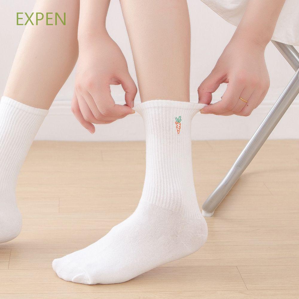 Đôi vớ cổ chân bằng vải cotton thoáng khí thêu chữ phong cách Harajuku dễ thương