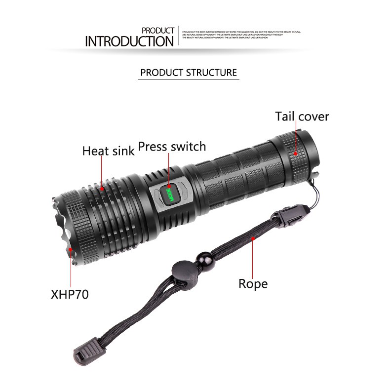 Đèn pin ALONEFIRE X19 XHP70 LED bằng nhôm dùng pin 26650 tiện lợi