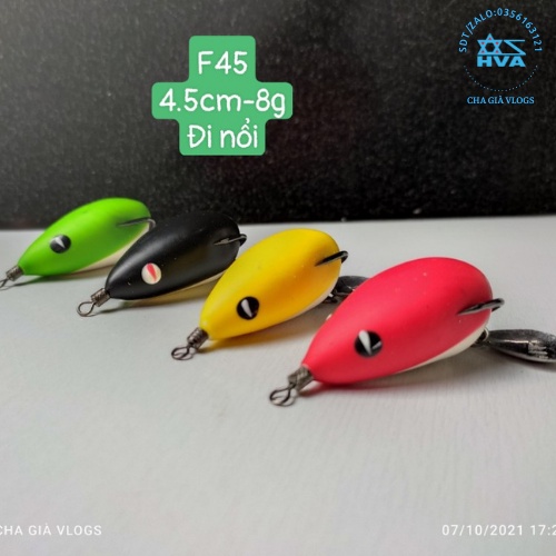 Mồi lure nhái hơi  F35 -f45s-f45  chuyên săn lóc,vược mú hanh siêu nhậy