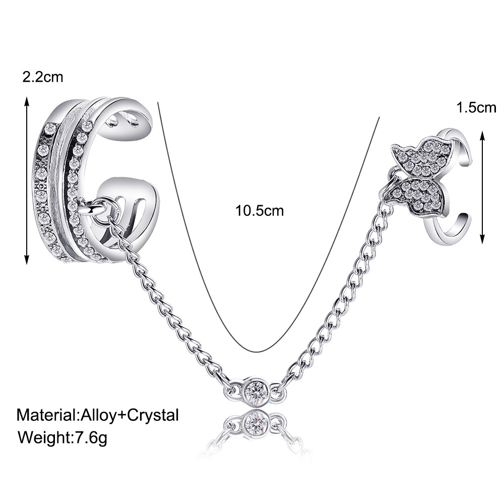 IF ME Bộ Nhẫn Bạc Dạng Mở Đính Pha Lê Hình Bướm Thanh Lịch Cho Nữ