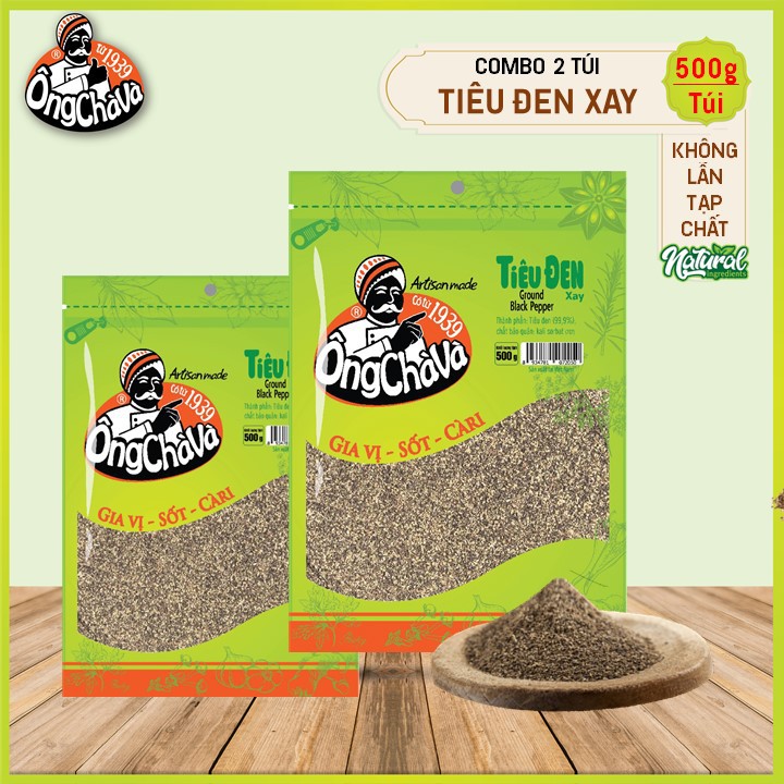 Combo 2 túi Tiêu Đen Xay Ông Chà Và 500gr  (Black Pepper)