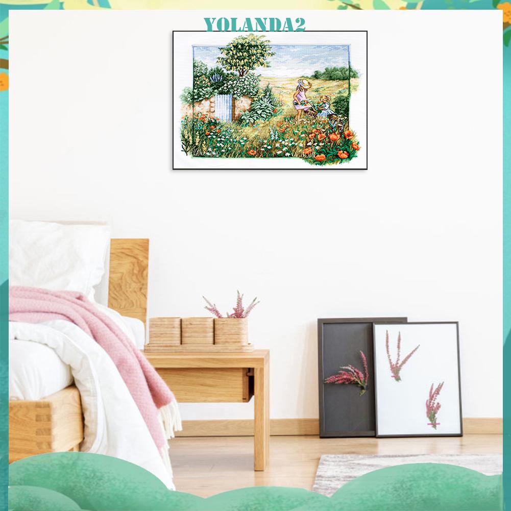 Tranh thêu chữ thập 11CT 3 sợi cotton hình khu vườn toàn diện đẹp mắt