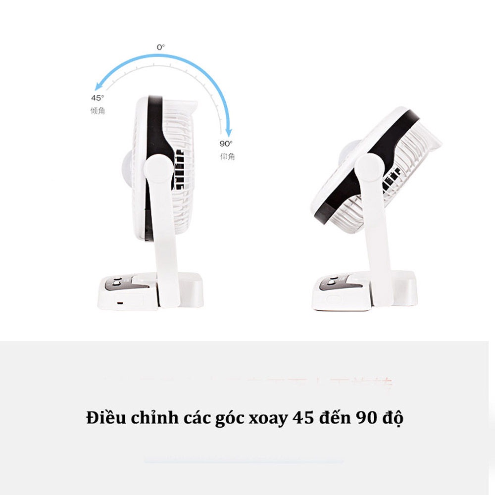 Quạt Tích Điện, Quạt Tích Điện CMD 201. Tích Hợp Đèn và Pin Dự Phòng. 3 Chế Độ Quạt, 2 Chế Độ Đèn Pin Khỏe.