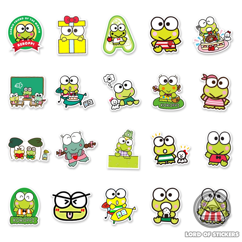 Set 50 Nhãn Dán Kero Kero Keroppi Sticker Nhân Vật Hoạt Hình Ếch Cute Chống Thấm Nước Trang Trí Mũ Bảo Hiểm, Laptop, Sổ