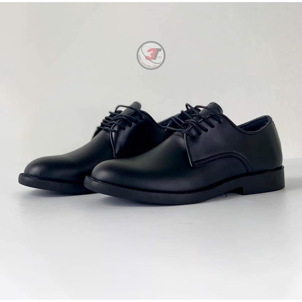 Giày nam oxford công sở mũi tròn Đen phối Trắng ,DA mềm cao cấp màu đen , Đế Cao su Cao 3cm ,Có Khâu Đế  -Bảo hành 12 th
