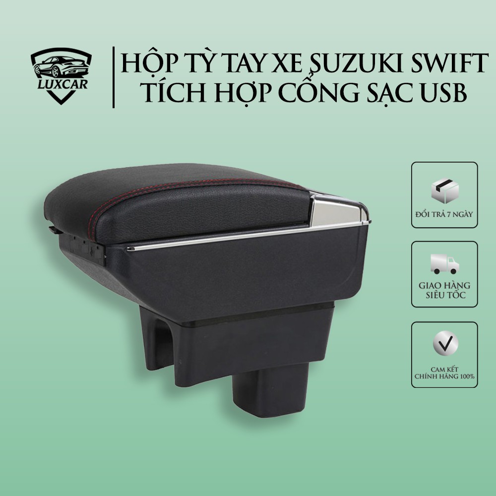 Hộp tỳ tay xe SUZUKI SWIFT tích hợp cổng sạc USB | Chất liệu da PU cao cấp