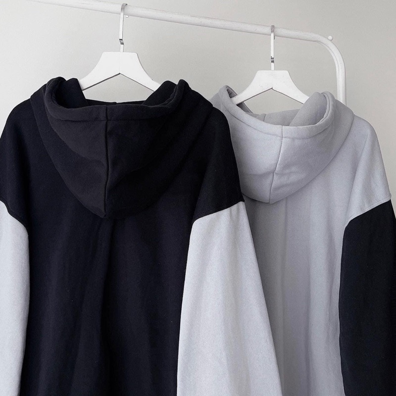 [sẵn] Áo Khoác Form Rộng Nút Gài 3 Màu Phối Tay Nâu BASIC PQK