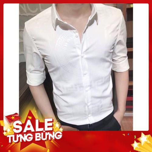 áo sơ mi nam tay họa tiết dài dập nổi cao cấp form body chuẩn đẹp y hình - Hàng nhập khẩu
