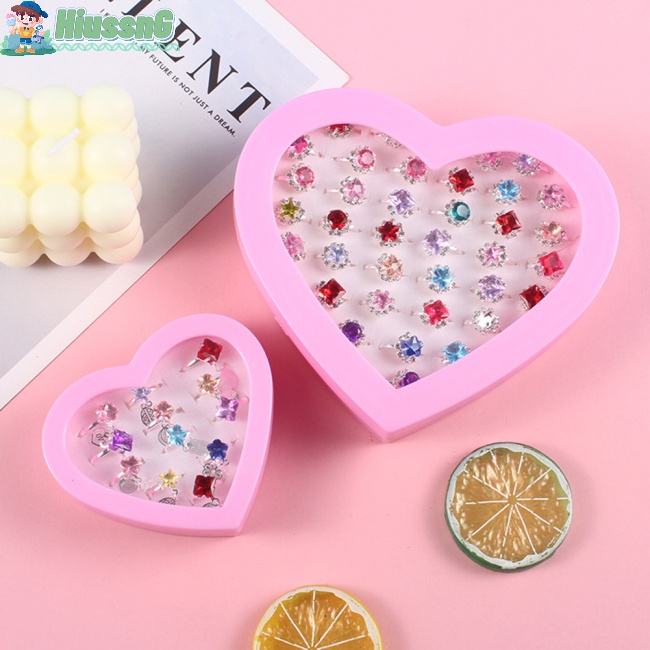 Hộp Nhẫn Hình Trái Tim Nhiều Màu Có Thể Điều Chỉnh Kích Thước Dành Cho Bé Gái