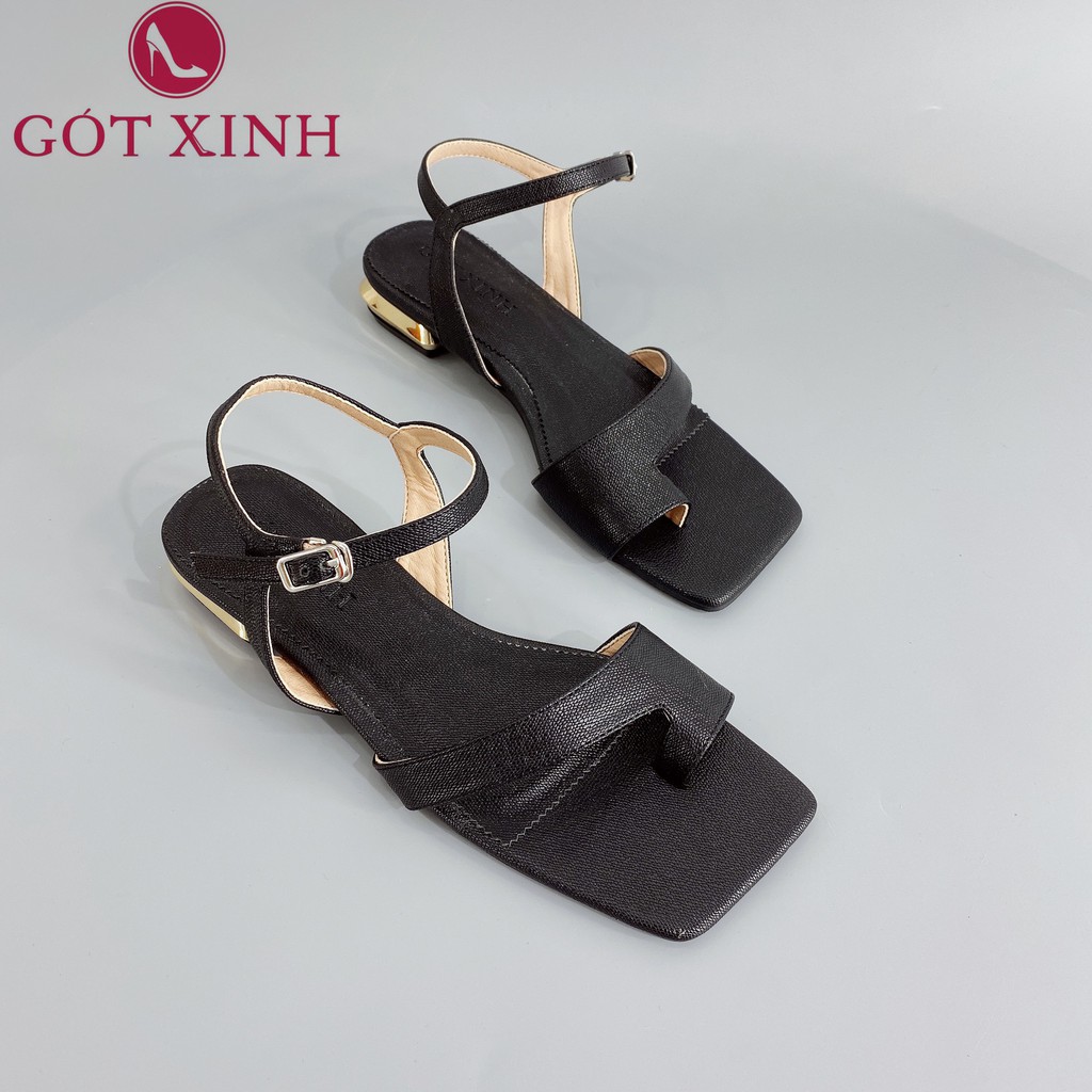 Giày sandal cao gót GÓT XINH GX220 da mềm xỏ ngón đế vuông cao 2cm