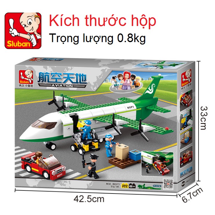 Mô hình lego máy bay chở hàng gồm 383 chi tiết đồ chơi trẻ em bằng nhựa cao cấp hãng Sluban