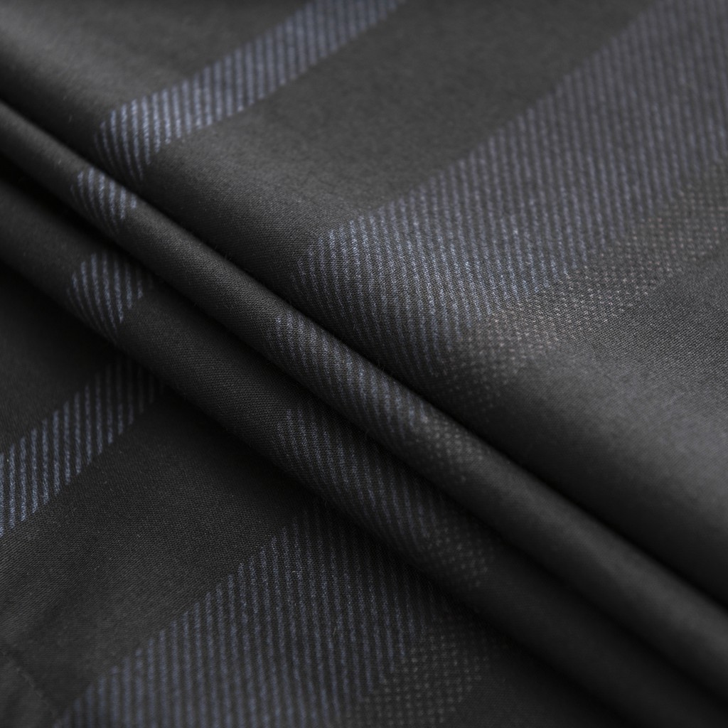 Áo Sơ Mi Nam Công Sở Trung Niên ANTON SOMIANTON Màu Xám Đen Họa Tiết Kẻ Sọc Trắng Slimfit Cotton - XAT206