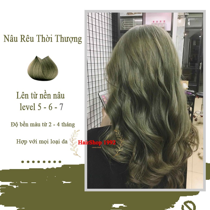 Thuốc Nhuộm Tóc Màu Nâu Rêu Hàn Quốc Lên Từ Nền Nâu level 5 - 6 ( Tặng Trợ Nhuộm )