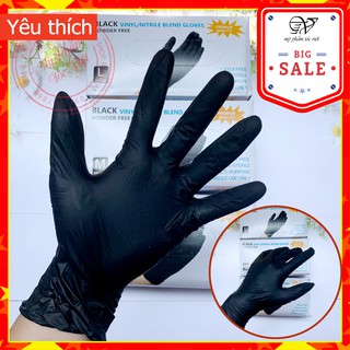 [ Free Ship ] Găng Tay Y Tế Hộp 100 chiếc, Găng Tay Cao Su Đen Không Bột Dùng Cho  Spa,Phun Xăm,SalonTóc...