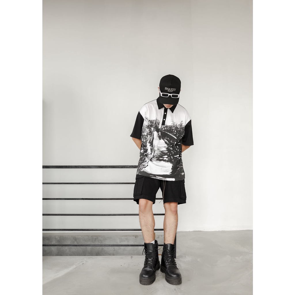 Áo Polo Oversized SNAZZY Unisex Nam Nữ Chất Liệu Cotton Chính Hãng - LONGBIEN