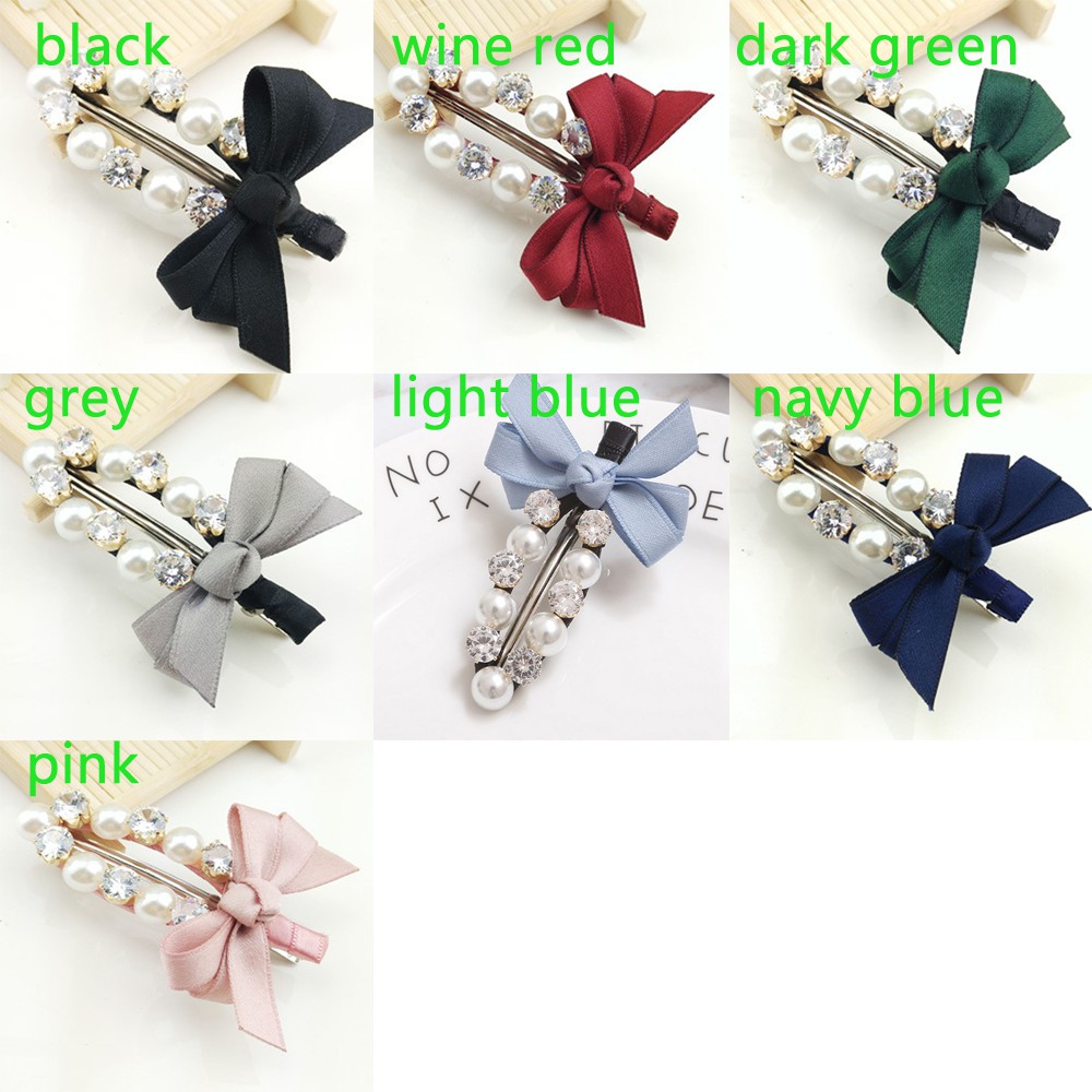 Kẹp tóc ngắn đính đá và ngọc trai