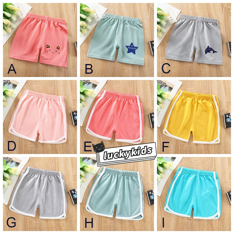 Quần Short Cotton Mềm Màu Trơn Lưng Thun In Họa Tiết Hoạt Hình Thời Trang Mùa Hè Cho Bé 1-6 Tuổi