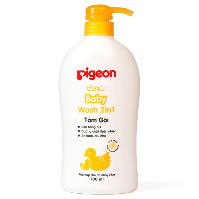 Sữa tắm gội 700ml Pigeon 2in1 dịu nhẹ (xanh,vàng)