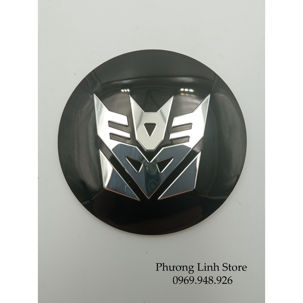 Tem dán xe Transformer Destroy logo dán xe tròn nền đen đầu nhọn
