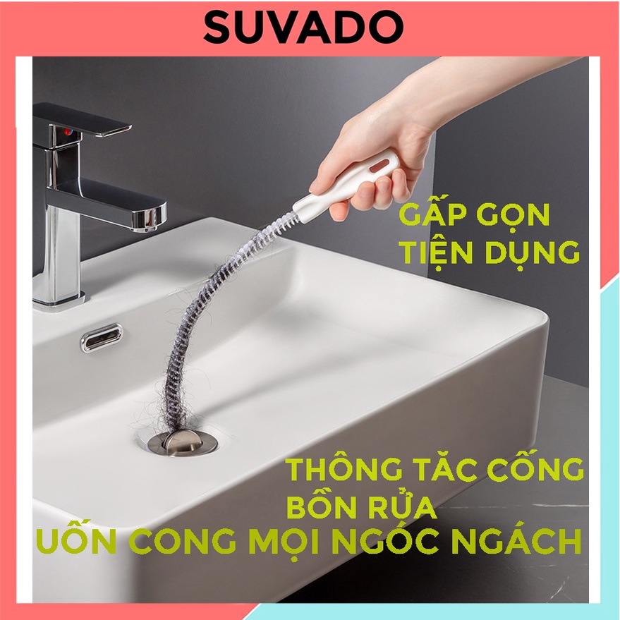 Cây thông cống thoát nước dụng cụ Gắp Rác  Que Thông Tắc Bồn rửa, ống cống uốn cong gấp gọn siêu tiện lợi RY285 SUVADO