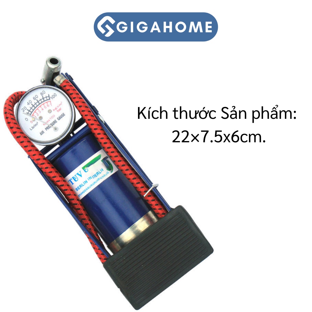Bơm Xe Máy, Xe Đạp Đạp Chân GIGAGOME 1 Ống XiLanh Nhanh Đầy Hơi 3089