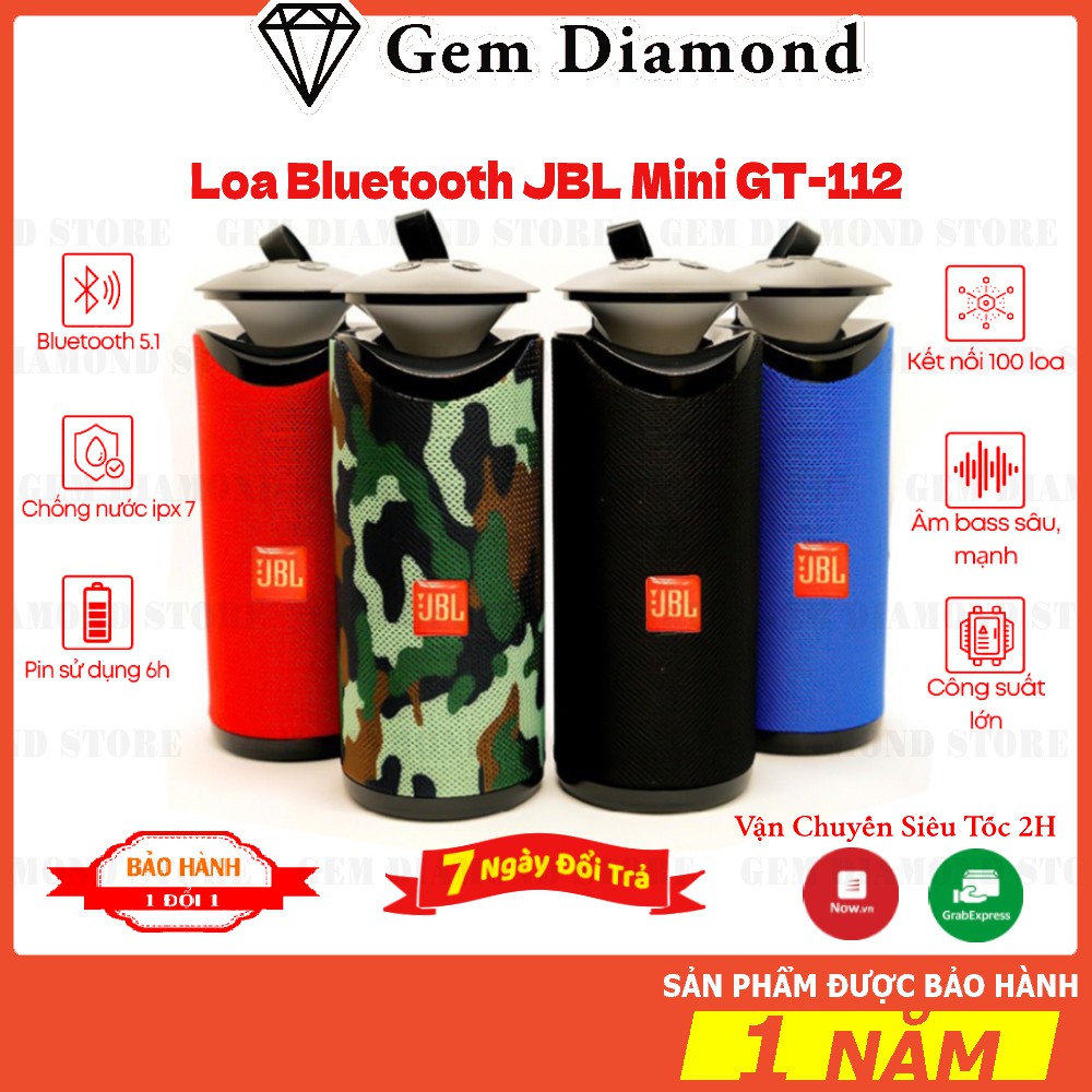 Loa Bluetooth JBL Mini GT-112 Pro Đèn LED Nhiều Màu - Âm Thanh Siêu To Đỉnh Cao - Pin Cực Trâu - Bảo hành 1 Đổi 1