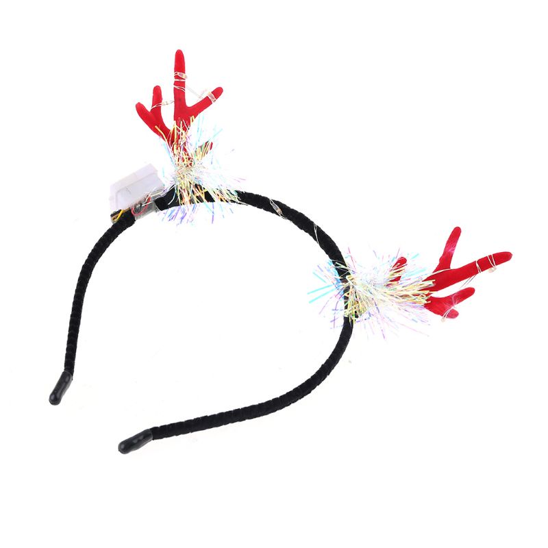Băng Đô Cài Tóc Hình Sừng Tuần Lộc Dễ Thương Có Đèn LED