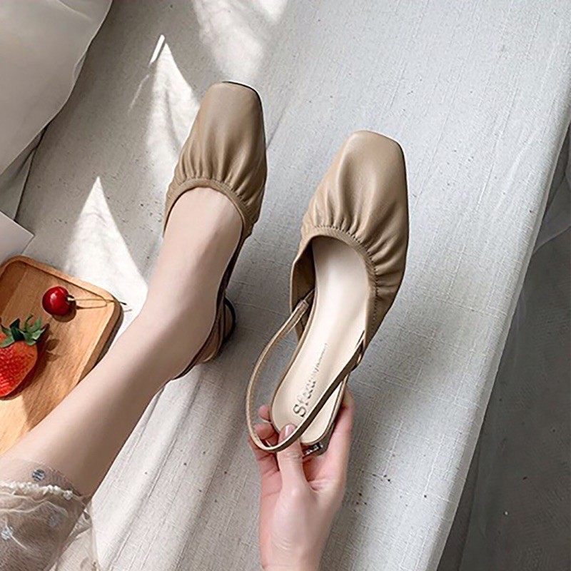 Giày Slingback mũi vuông đế tròn 3cm