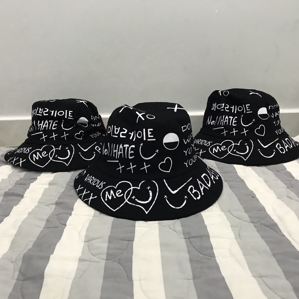 Nón Bucket grafity vetement hàn quốc nhiều chữ - SẴN HÀNG