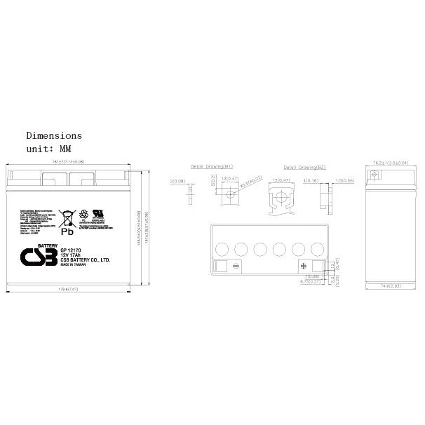 ẮC QUY CSB GP12170F2 12V-17Ah CHÍNH HÃNG - SIÊU BỀN