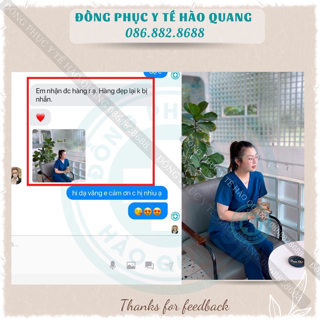 Bộ scrubs bác sĩ Hào Quang xanh sẫm hàng cao cấp