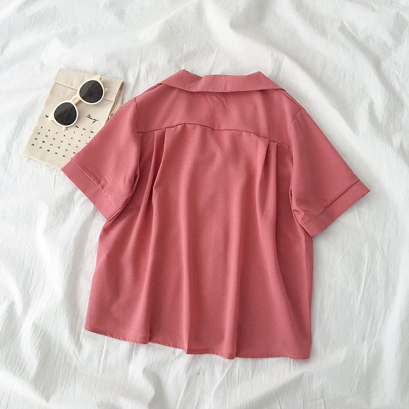 Áo sơ mi Chiffon tay ngắn đơn giản size S-4XL